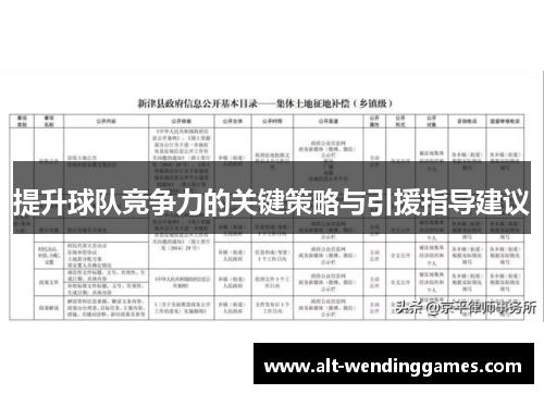 提升球队竞争力的关键策略与引援指导建议