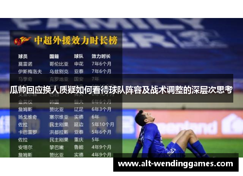 瓜帅回应换人质疑如何看待球队阵容及战术调整的深层次思考